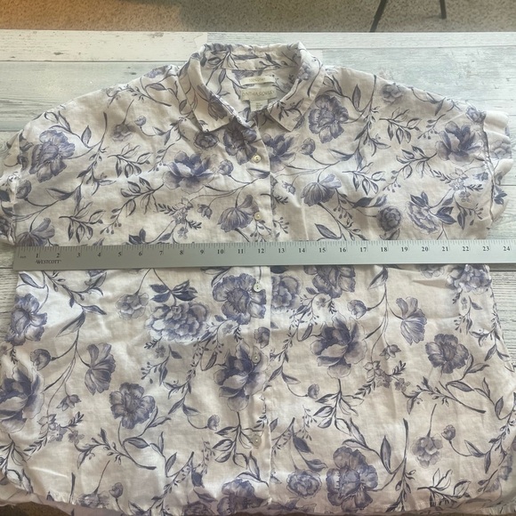 Cynthia Rowley Floral Linen Cuffed Sleeves Button Up Shirt Small - Picture 5 of 7